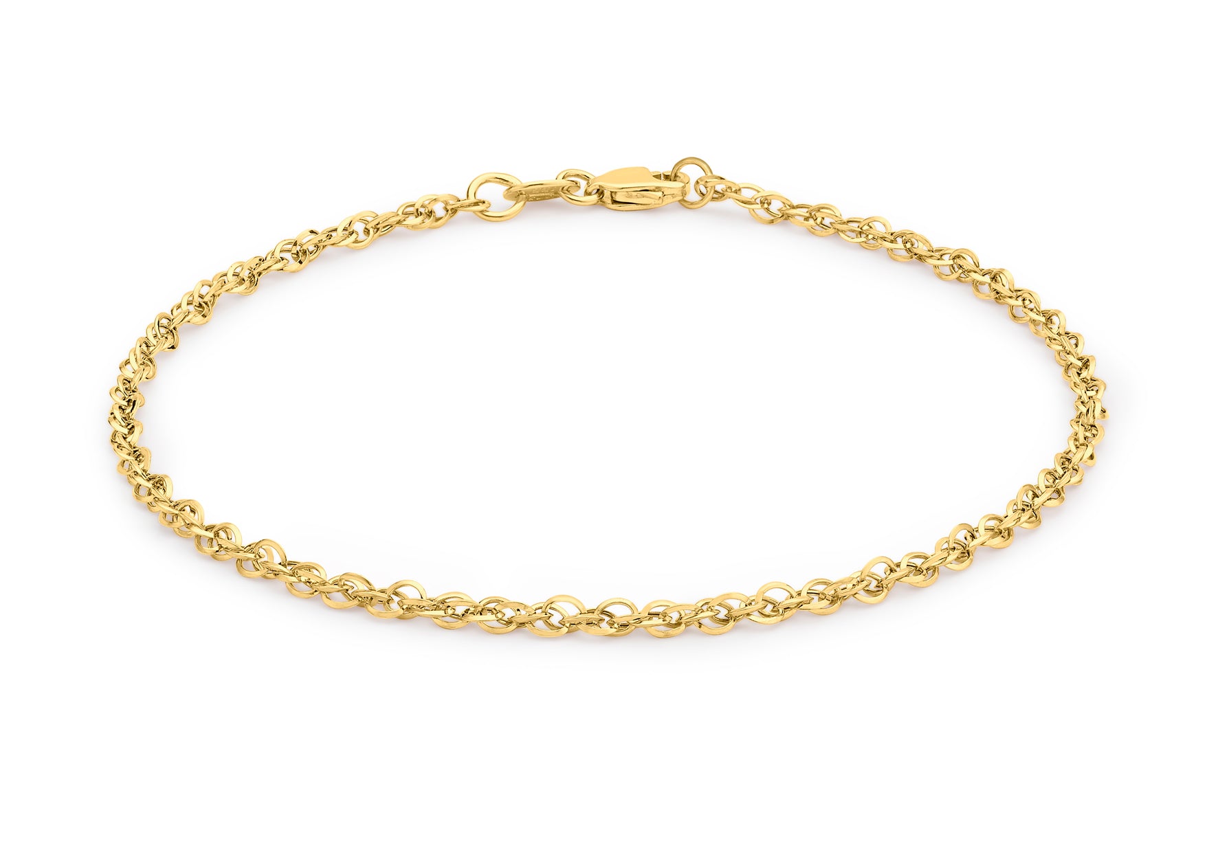 9ct Yellow Gold 40 Diamond Cut Prince of Wales Bracelet 18m/7"9