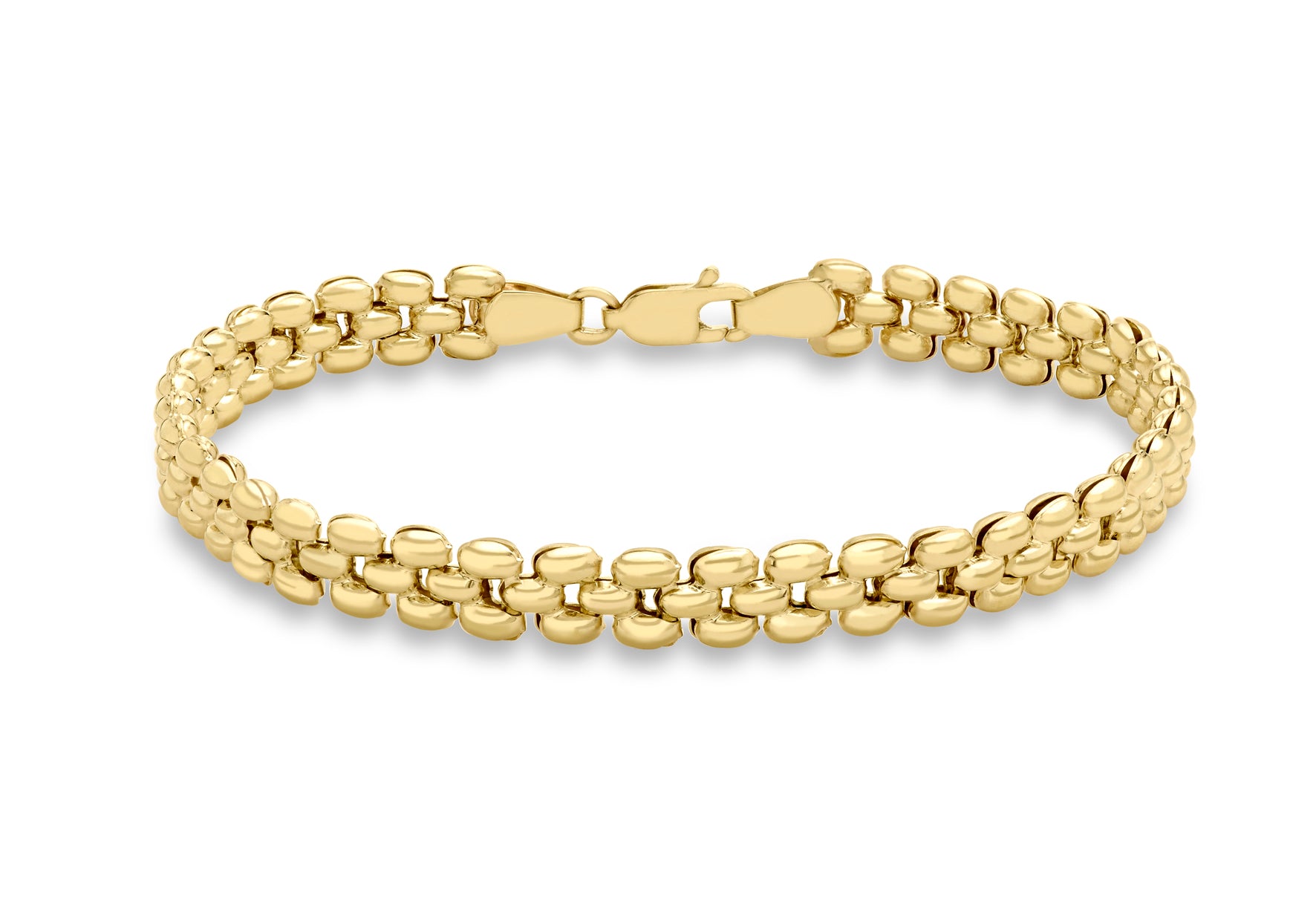 9ct Yellow Gold Fine Brick Stampata Link Bracelet 19m/7.5"9