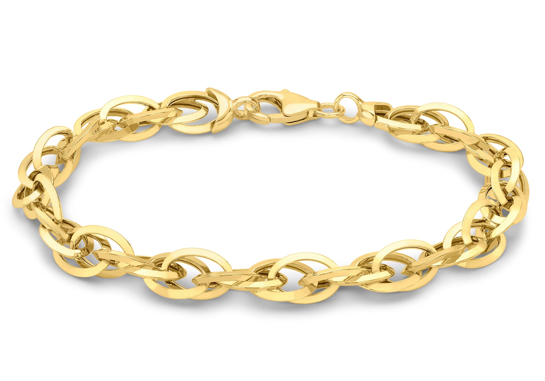 9ct Yellow Gold Triangle Tube Prince Of Wales Bracelet