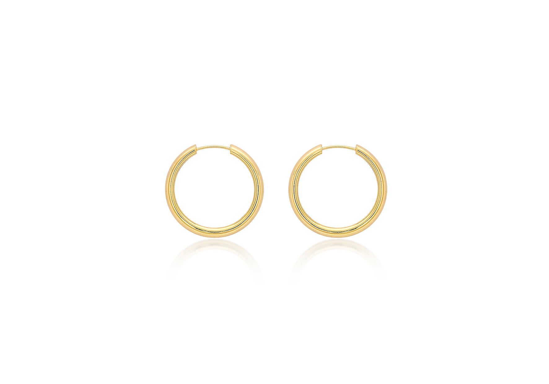 9ct Yellow Gold 25mm Tube Hoop Earrings