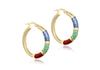 9ct Yellow Gold Blue, Green & Red Glaze Twist Hoop Earrings