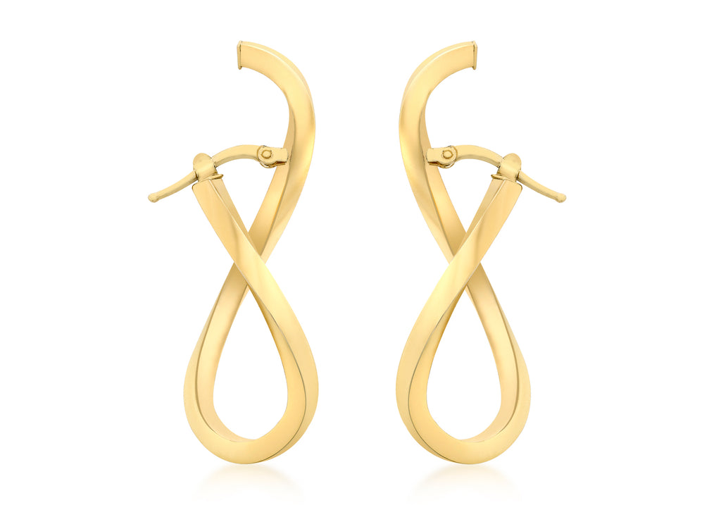 9ct Yellow Gold Square infinity Wave Illusion Earrings