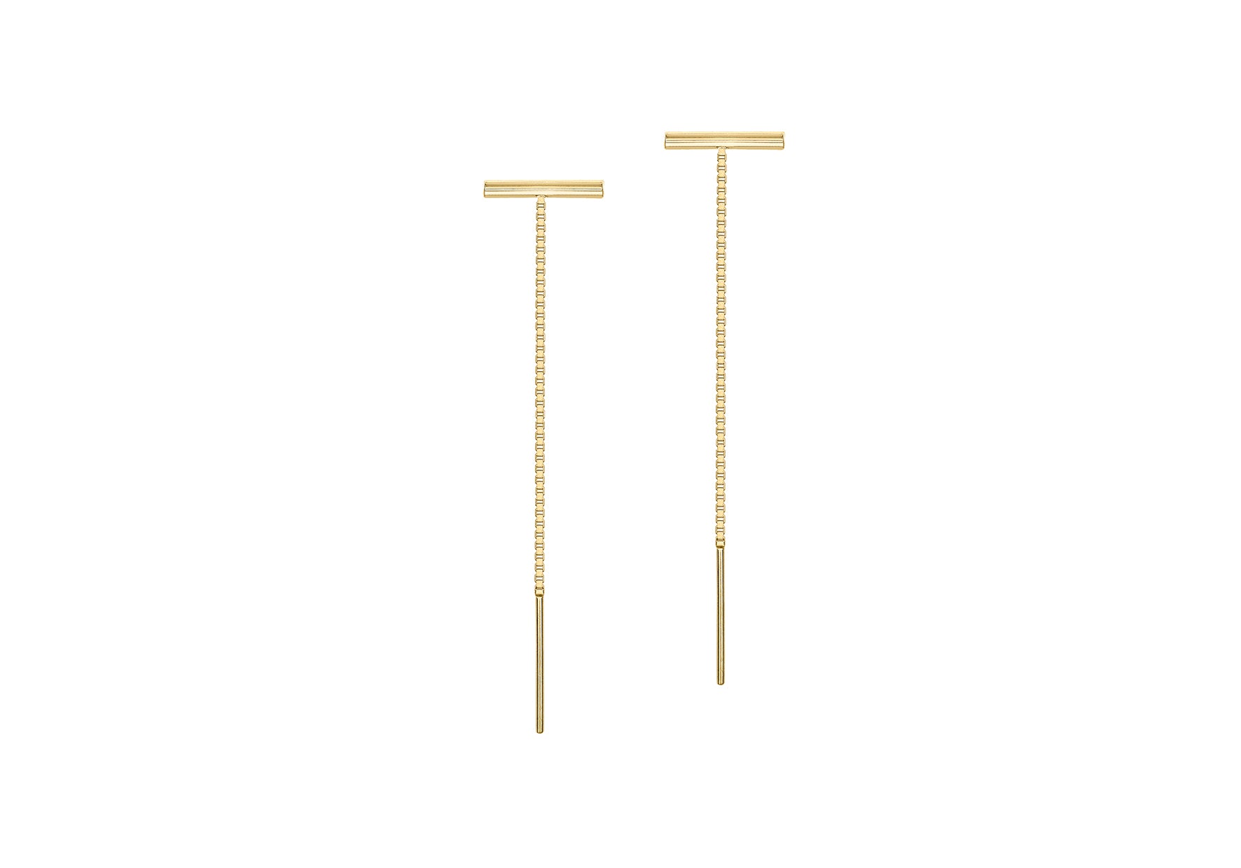 9ct Yellow Gold Bar Chain Drop Earrings