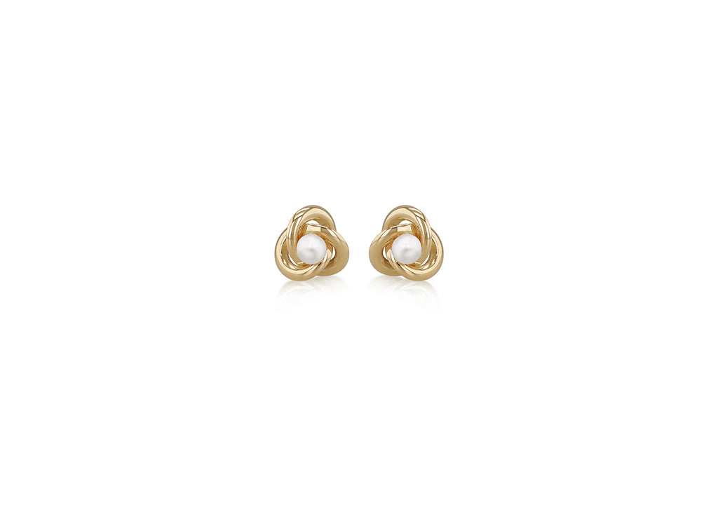 9ct Yellow Gold Freshwater Pearls Knot Stud Earrings Success