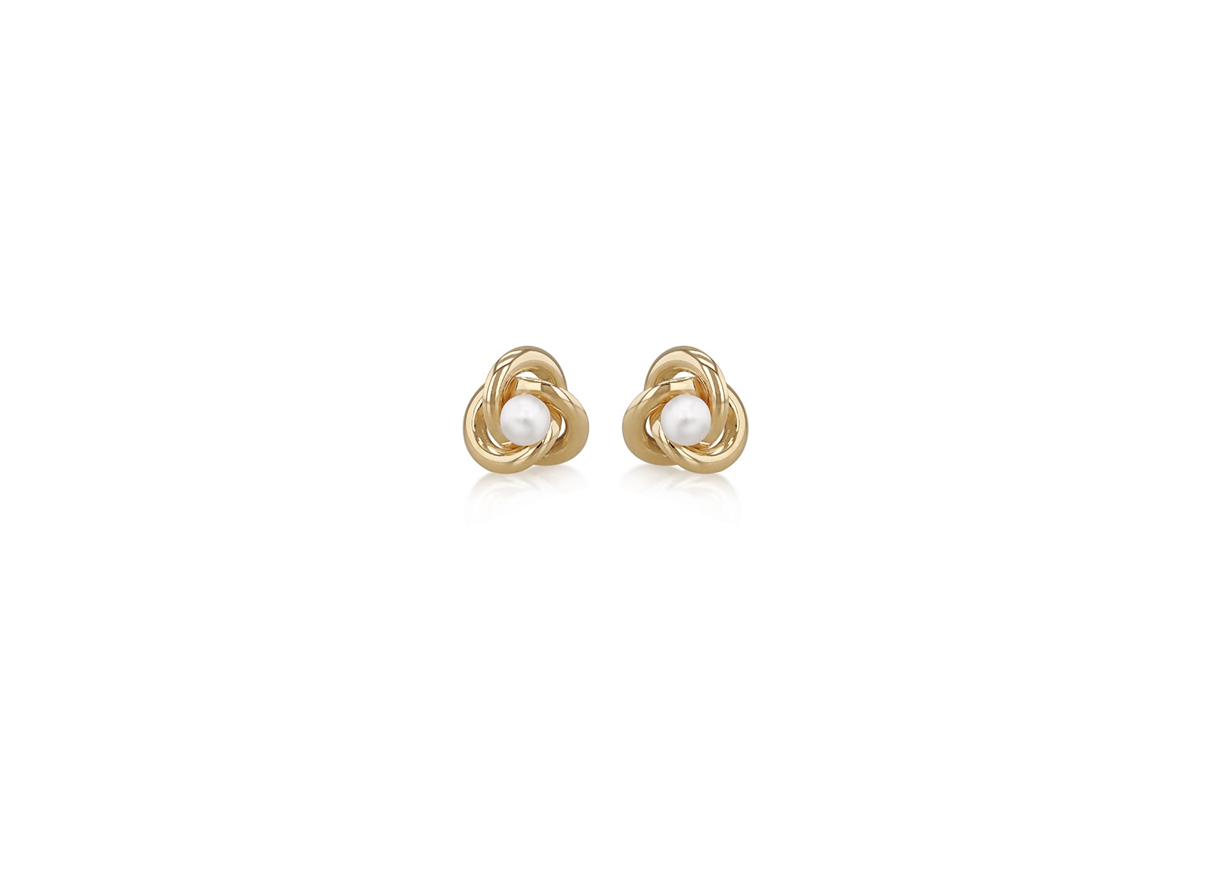 9ct Yellow Gold Freshwater Pearls Knot Stud Earrings Success