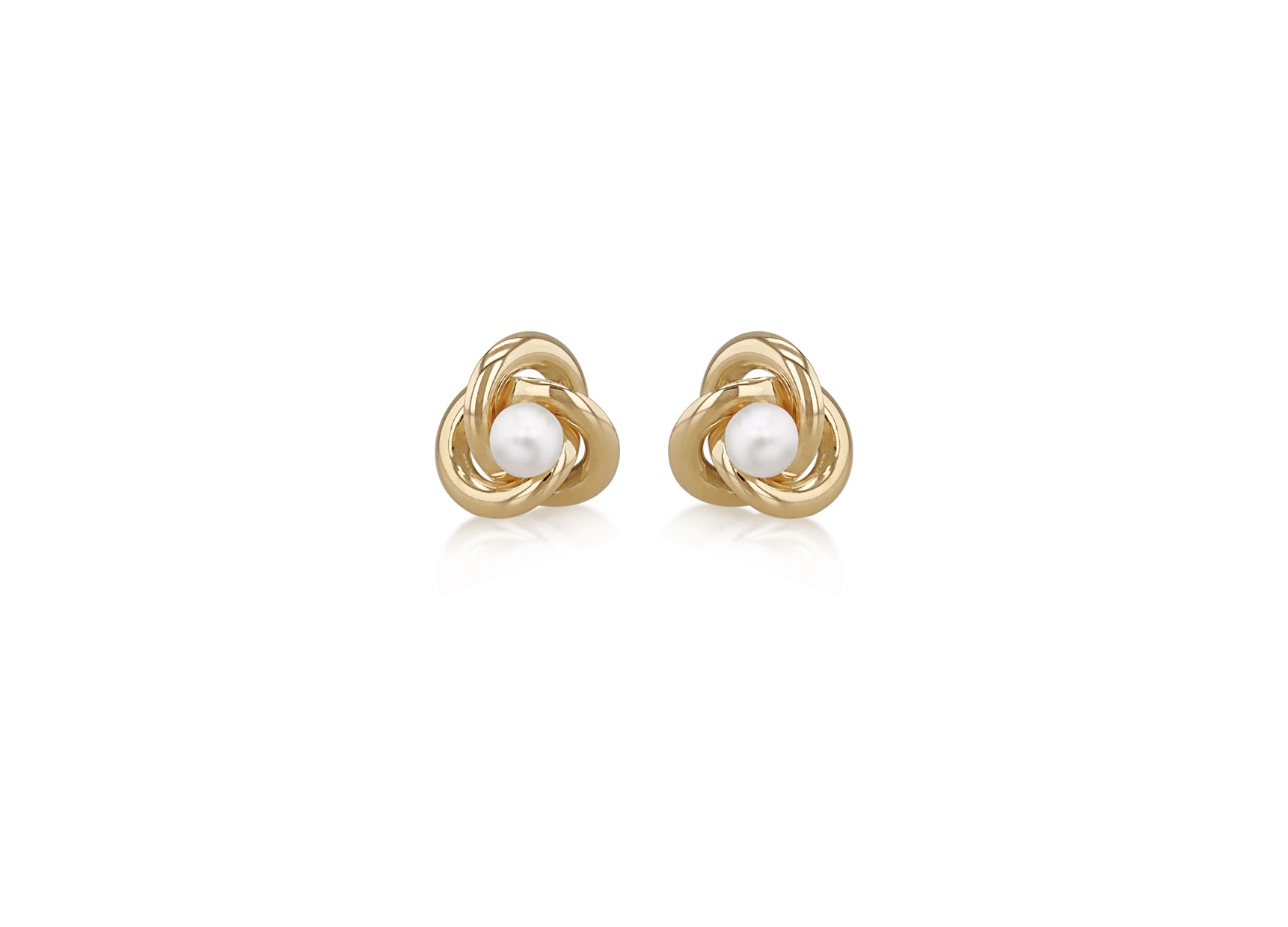 9ct Yellow Gold Freshwater Pearls Knot Stud Earrings Success