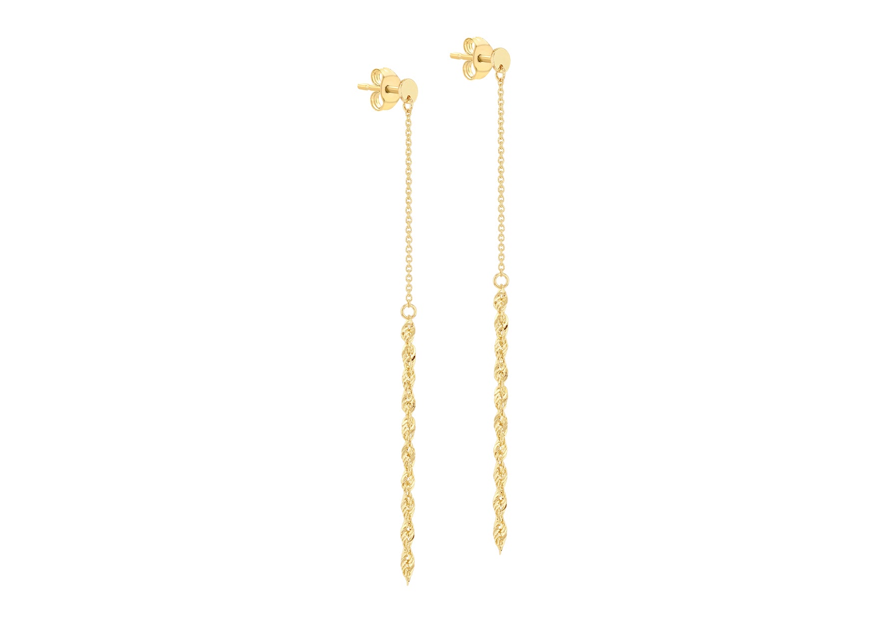 9ct Yellow Gold Rope Trace Chain Drop Earrings