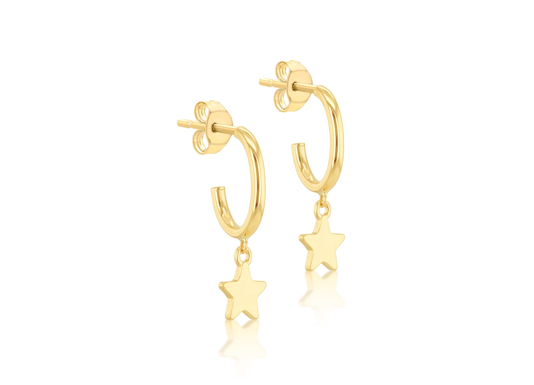 9ct Yellow Gold Dangling Star Charm Earrings