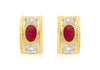 9ct Yellow Gold 0.07t Diamond and Ruby Half-Band Earrings