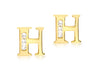 9ct Yellow Gold Zirconia  Set 'H' Initial Stud Earrings
