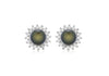 9ct White Gold 0.25t Diamond and Grey Pearl Cluster 10mm Stud Earrings