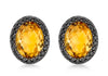 9ct Yellow Gold 0.33t Black Diamond and Oval   10mm x 12mm Stud Earrings
