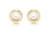9ct Yellow Gold Zirconia  and Pearl 12mm Stud Earrings