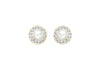 9ct Yellow Gold 8mm Zirconia  and Pearl Round Stud Earrings