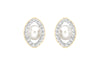 9ct Yellow Gold Fresh Water Pearl and Crystal Elliptic Stud Earrings