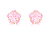 9ct Yellow Gold Pink Zirconia  Flower Stud Earrings