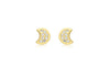 9ct Yellow Gold Zirconia  Moon Stud Earrings