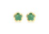 9ct Yellow Gold Green Crystal 12mm x 12mm Flower Stud Earrings