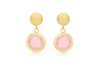 9ct Yellow Gold Round Pink Crystal Drop Earrings