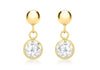 9ct Yellow Gold Zirconia  and Ball 5mm x 13mm Drop Earrings