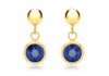 9ct Yellow Gold Blue Crystal and Ball 6mm x 13mm Drop Earrings