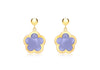 9ct Yellow Gold Blue Crystal Flower and Ball Drop Earrings