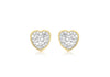9ct Yellow Gold Zirconia  7mm x 7mm Heart Stud Earrings