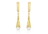 9ct Yellow Gold Twisted Fresh Water Pearl Twisted Cone Earrings 