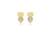 9ct Yellow Gold Zirconia  Double-Heart Stud Earrings