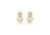 9ct Yellow Gold Zirconia  Double Hexagon Stud Earrings