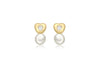 9ct Yellow Gold Zirconia  and Pearl Heart Stud Earrings