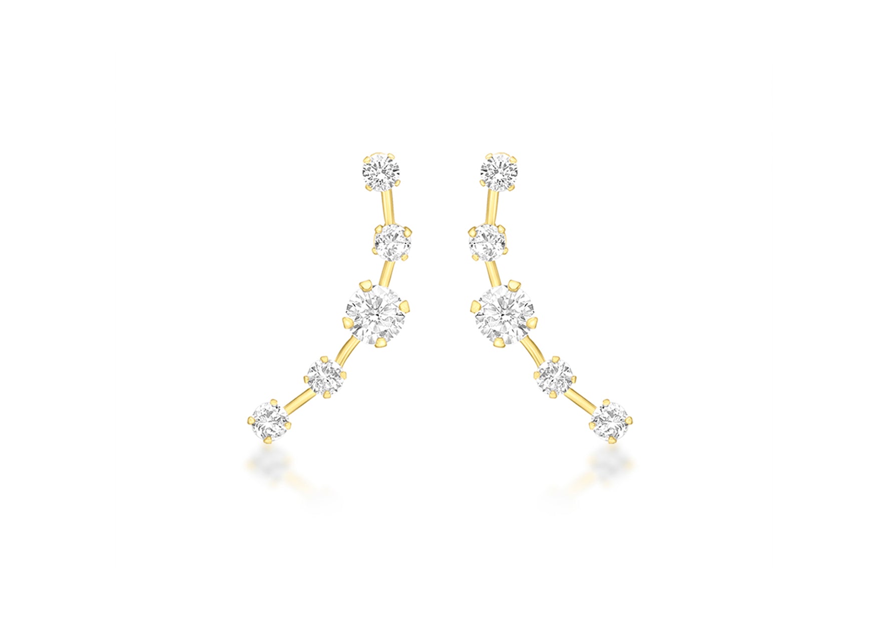 9ct Yellow Gold White Stone Set rawl Earrings