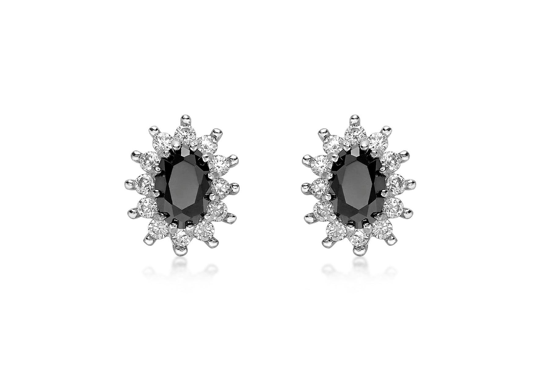 9ct Yellow Gold Black Sapphire and Zirconia Stud Earrings