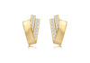 9ct Yellow Gold Zirconia  Triple Crossover Bars Stud Earrings