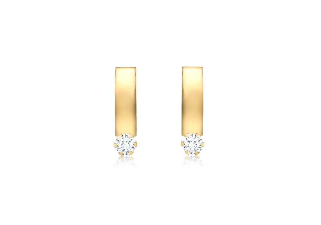 9ct Yellow Gold 3mm Zirconia  3mm urve Bar Earrings