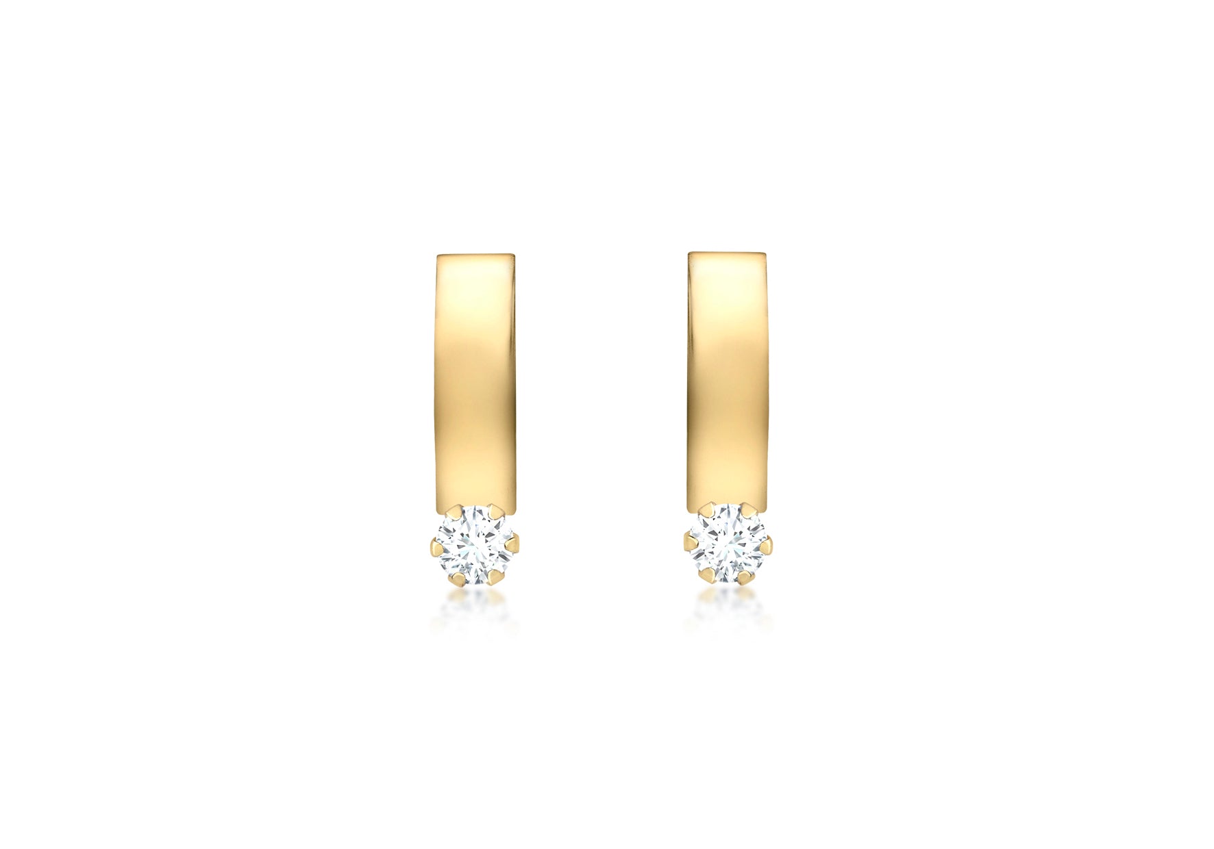 9ct Yellow Gold 3mm Zirconia  3mm urve Bar Earrings