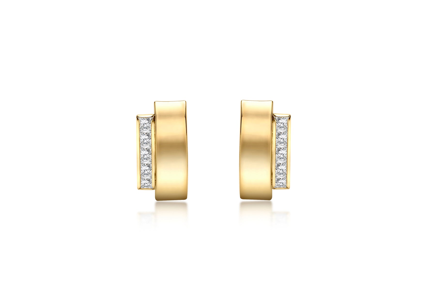 9ct Yellow Gold Zirconia  Band and Plain Band Stud Earrings