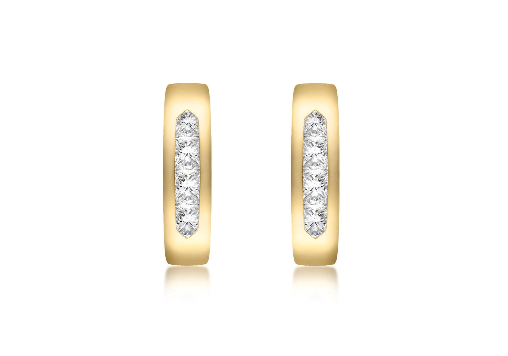 9ct Yellow Gold Channel Set Zirconia  Stud Earrings