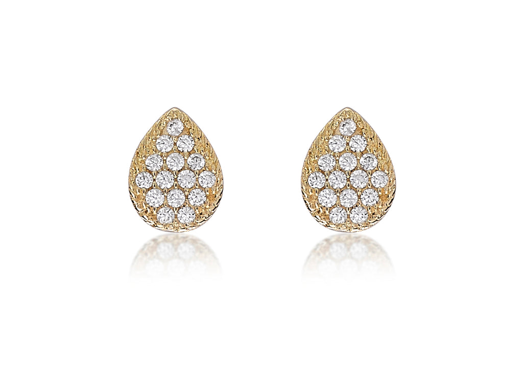 9ct Yellow Gold Zirconia  6mm x 8mm Pear Shaped Stud Earrings