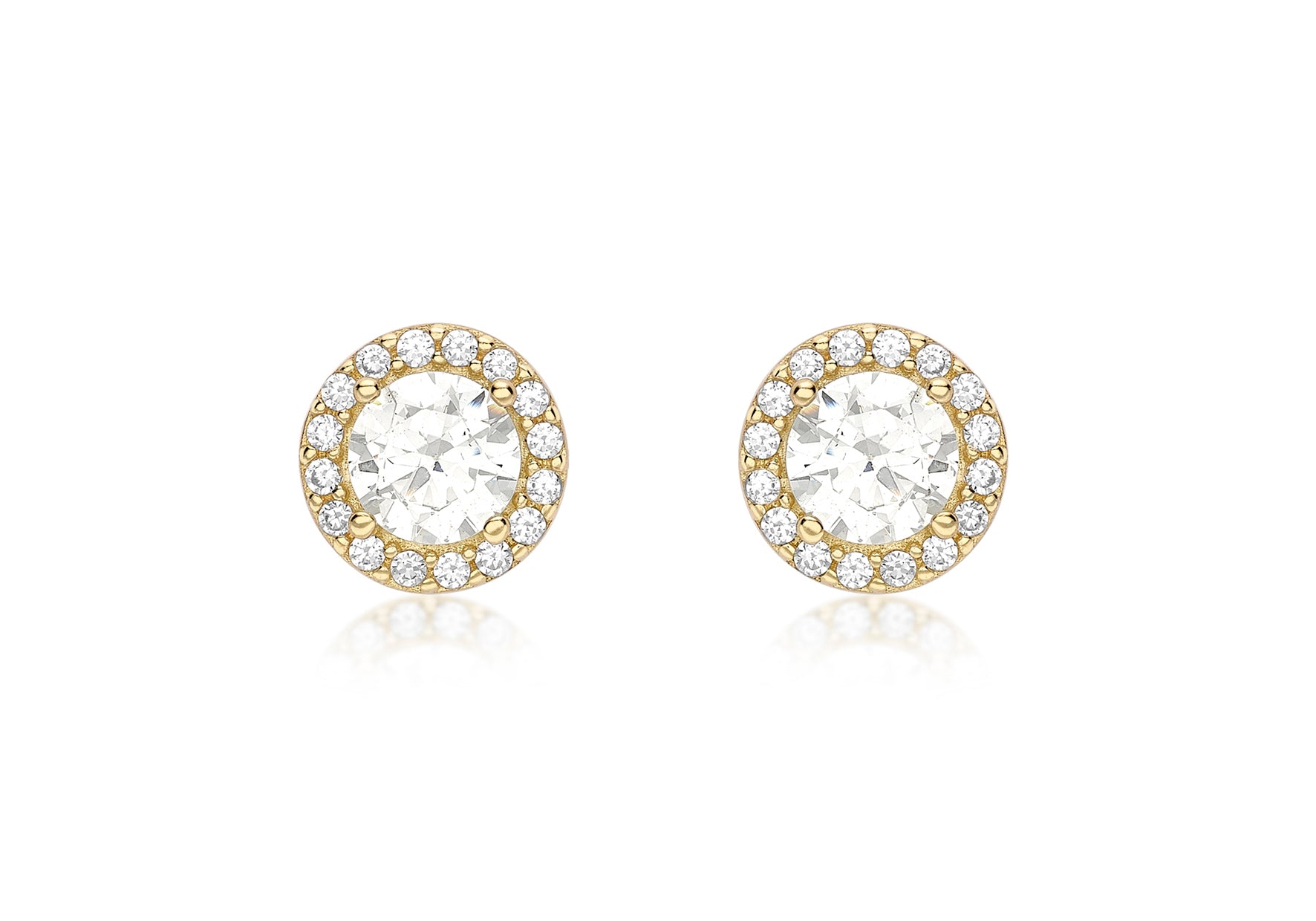 9ct Yellow Gold Zirconia  7.7mm Stud Earrings