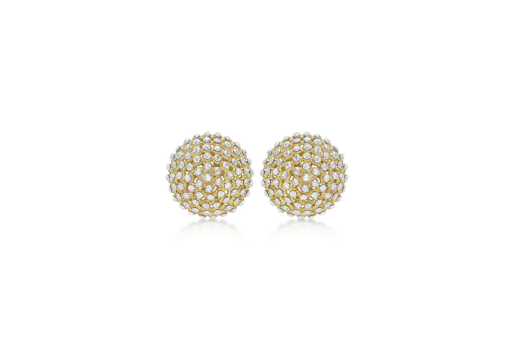 9ct Yellow Gold Zirconia  16mm Dome Stud Earrings