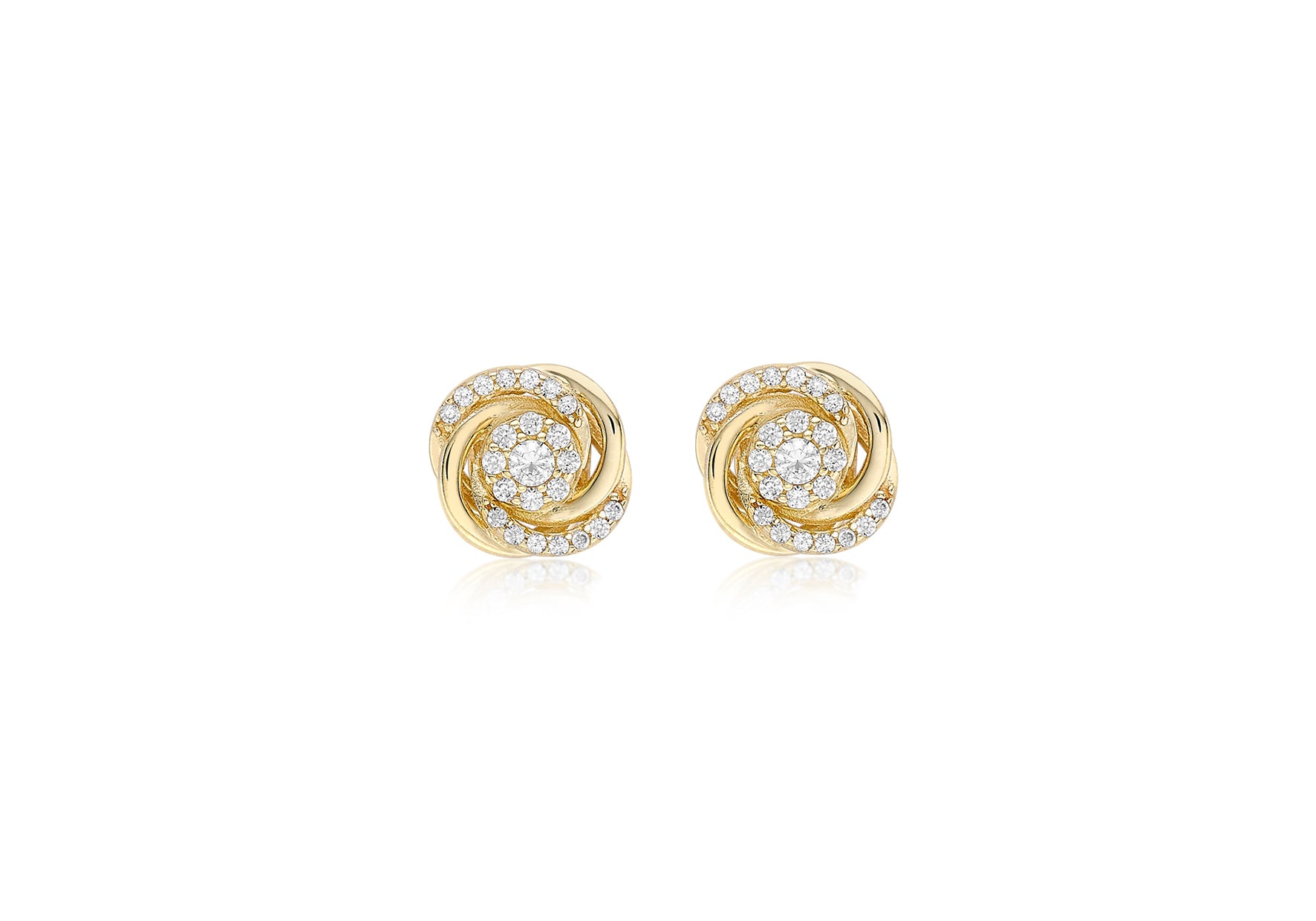 9ct Yellow Gold Zirconia  9mm Rose Stud Earrings