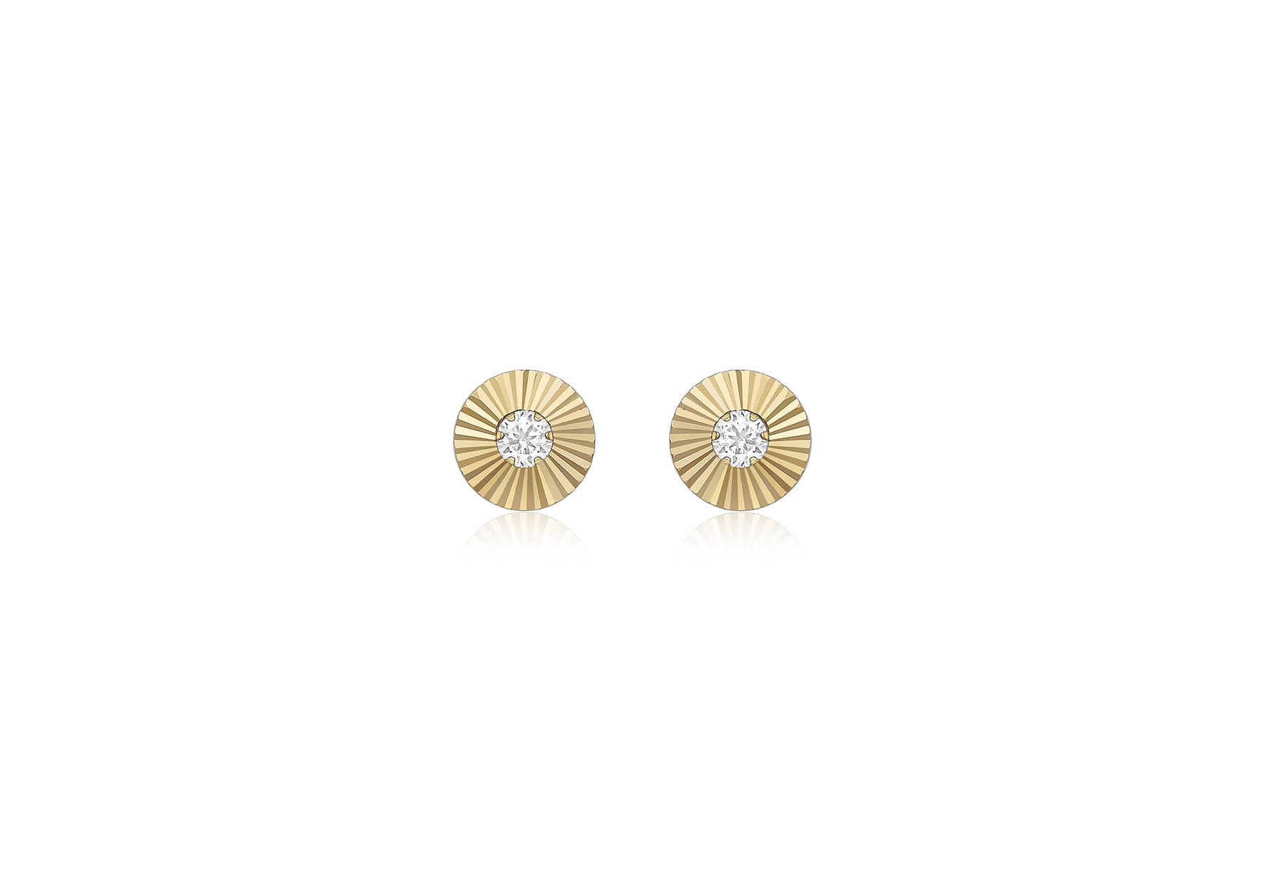 9ct Yellow Gold Zirconia  6mm onertinaed Disc Stud Earrings