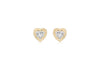 9ct Yellow Gold Zirconia  7.5mm x 7.6mm Diamond Cut Heart Stud Earrings