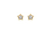 9ct Yellow Gold Zirconia  7.4mm x 7.1mm Diamond Cut Star Stud Earrings