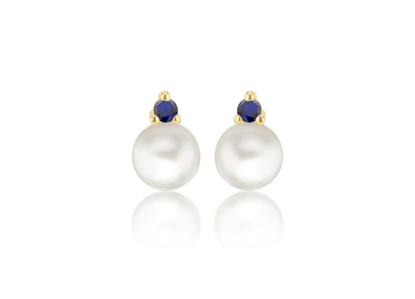 9ct Yellow Gold Freshwater Pearls & White Zirconia Stud Earrings