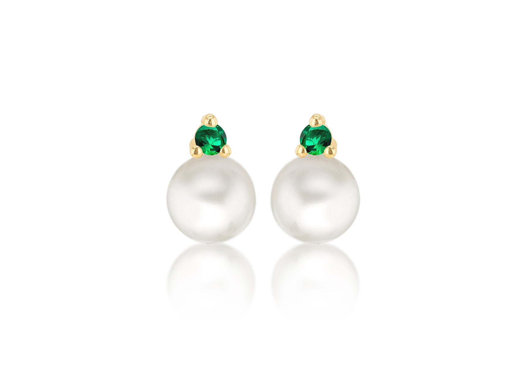 9ct Yellow Gold Freshwater Pearls & White Zirconia Stud Earrings