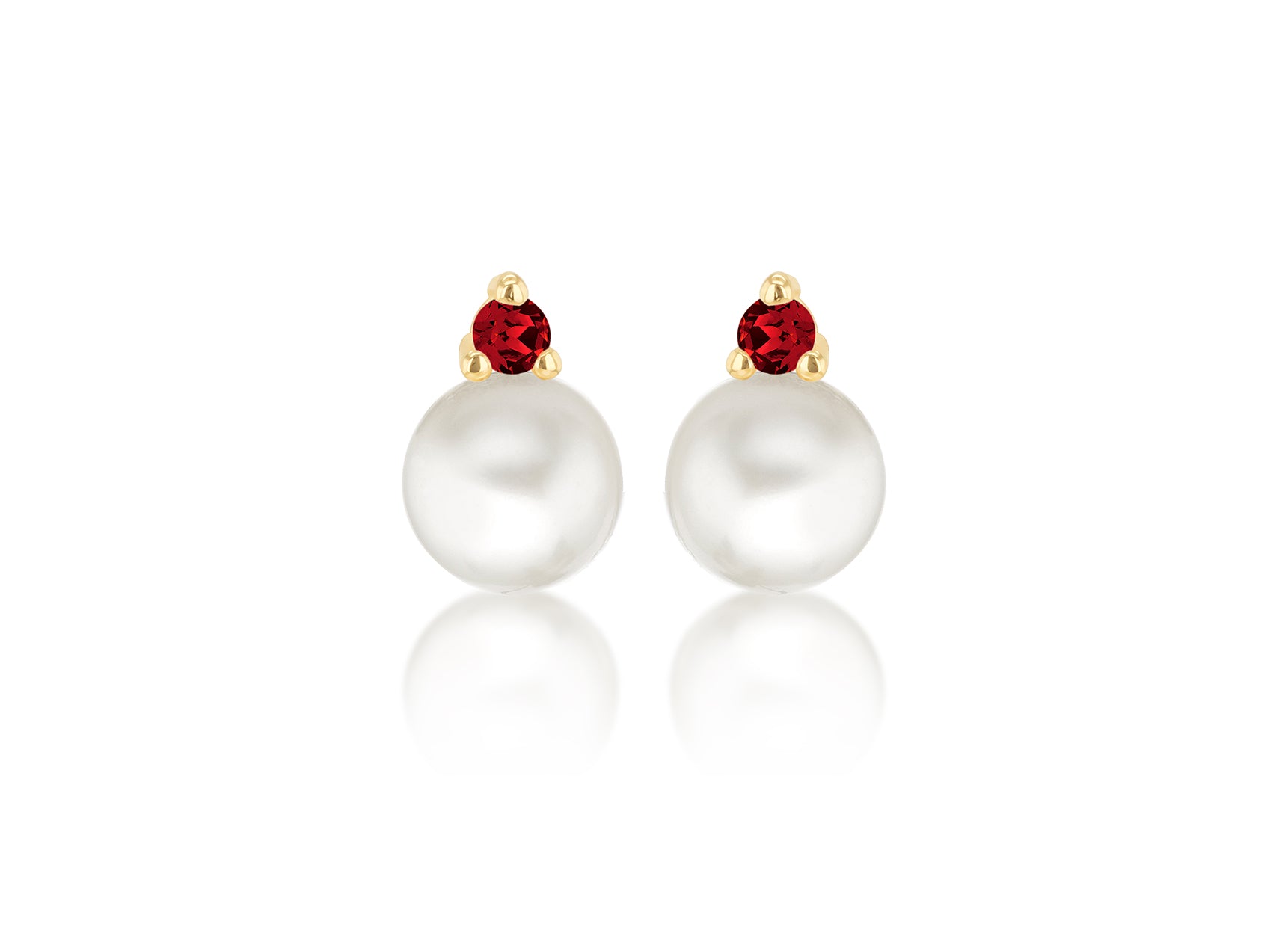 9ct Yellow Gold Freshwater Pearls & White Zirconia Stud Earrings