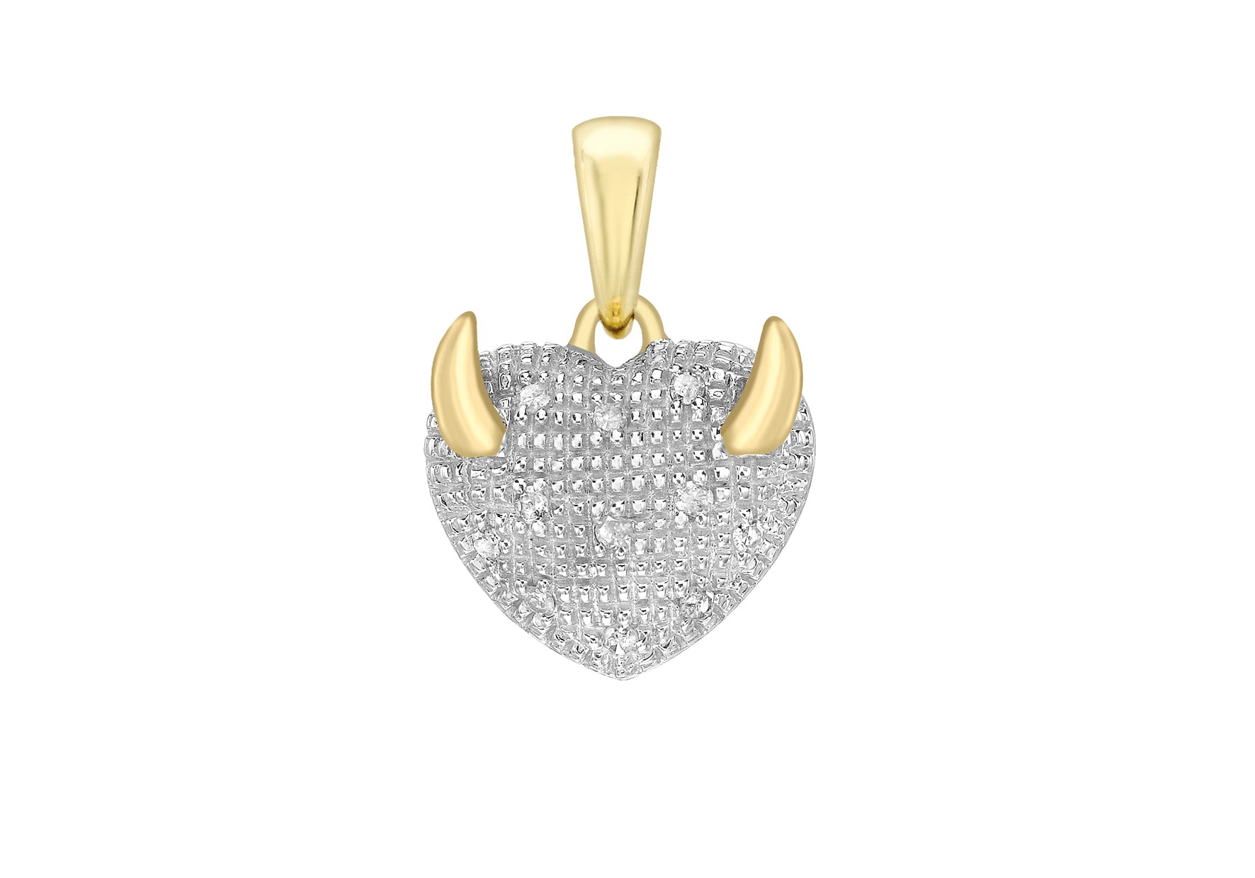 9ct Yellow Gold 0.07t Diamond Heart Devil Pendant
