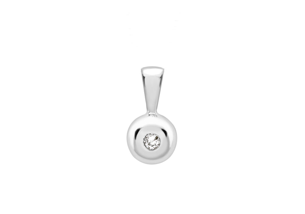 9ct White Gold 0.02t Diamond DoughnCut Pendant